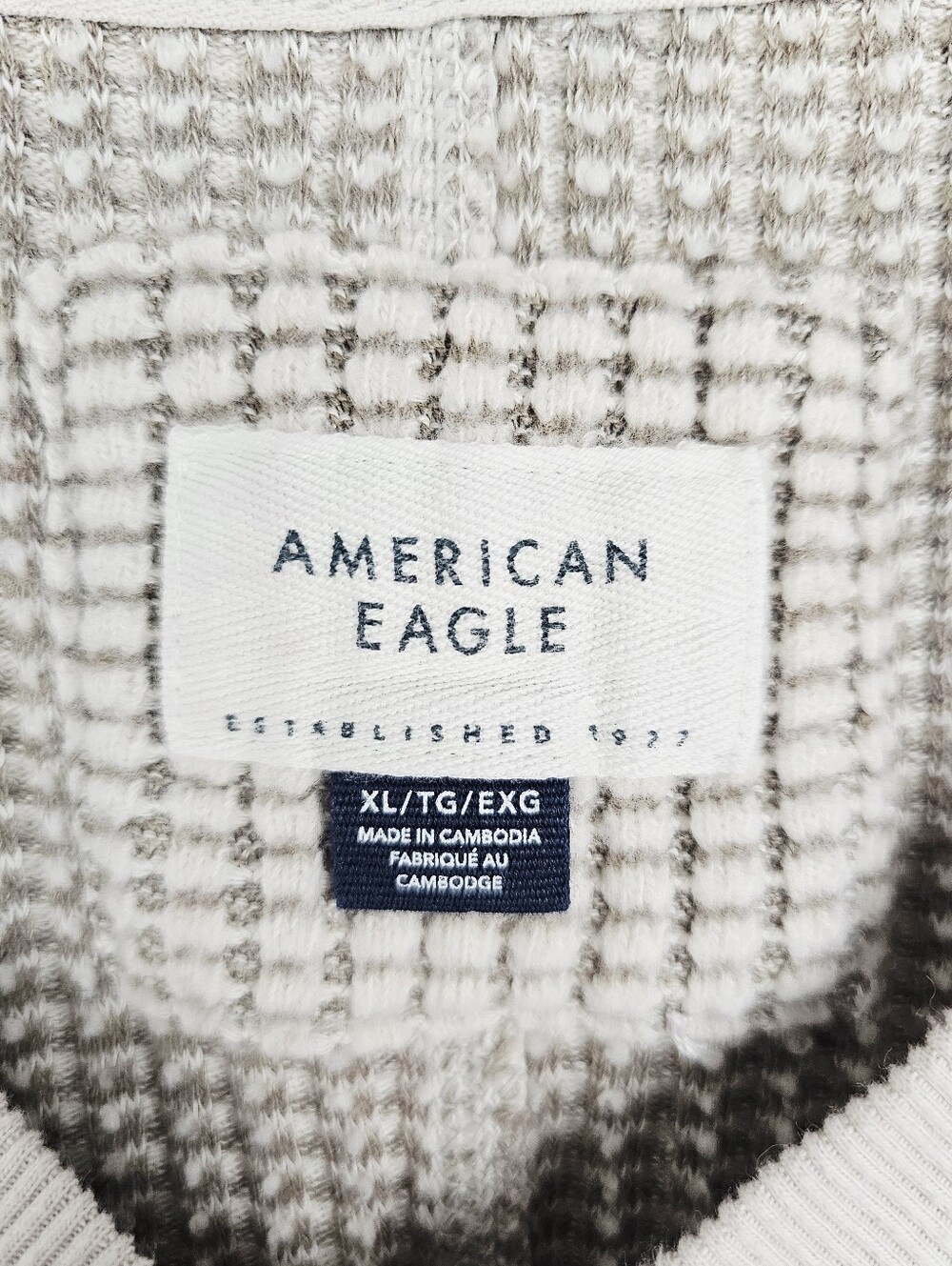 American Eagle Big Hug V-Neck Oversized Waffle Sweatshirt - Picture 5 of 10
